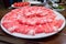 Hotpot beef rolls closeup on plate