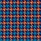 Hounds tooth pattern in blue and orange. Seamless dog tooth check plaid graphic for jacket, coat, skirt, gift wrapping.