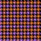 Houndstooth check pattern Halloween seamless vector in orange, purple, black. Classic dog tooth autumn background graphic.