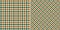 Houndstooth check plaid pattern in brown, beige, green. Seamless geometric pixel tweed vector graphic for dress, jacket, coat.