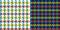 Houndstooth check plaid pattern set in colorful bright navy blue, red, green, yellow, white. Seamless dog tooth vector for dress.