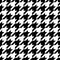 Houndstooth grunge seamless pattern. Repeated houndtooth texture. Black hound tooth on white background. Repeating pepita plaid pa