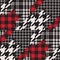 Houndstooth pattern plaid patchwork collage fabric swatch