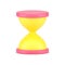 Hourglass 3d icon. Yellow retro timer with sandy countdown