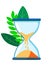 Hourglass Abstract concept, a businessman sits on a clock. In minimalist style. Cartoon flat