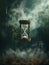 Hourglass in the clouds. Conceptual image of time passing.