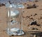 Hourglass of crystal on a sandy beach