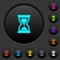 Hourglass dark push buttons with color icons