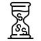Hourglass dollar icon, outline style