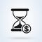 Hourglass dollar time, vector modern icon design illustration