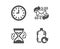 Hourglass, E-mail and Clock icons. Refill water sign. Sand watch, Communication by letters, Time or watch. Vector