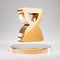 Hourglass End icon. Yellow Gold Hourglass End symbol on golden podium