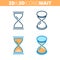 The hourglass. Flat and isometric 3d outline icon set.