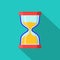 Hourglass flat vector icon. Countdown of time on sand glass. Timer count down on cartoon sandclock. Deadline concept on isolated