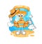 Hourglass go on vacation. cartoon mascot vector