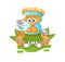 Hourglass hawaiian waving character. cartoon mascot vector