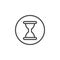 Hourglass, history, time circular line icon. Round simple sign.