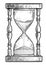 Hourglass illustration, drawing, engraving, ink, line art, vector