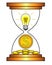 An hourglass with a light bulb and a coin is a metaphor: ideas and inventions bring money over time. Monetization of inventions -
