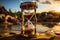 An hourglass marking time on the beachs sand