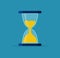 Hourglass. Sand clock in glass. Sandglass for time, timer, watch. Icon of hour. Sandclock for countdown. Stopwatch for running.