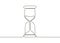 Hourglass with sand, one continuous line drawing. Timer, time, countdown or business deadline. Vector outline