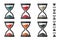 Hourglass, Sandglass Icon Set - Different Vector Illustrations - Isolated On White Background With Bonus Icons