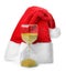 Hourglass with Santa hat on white background.