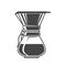 Hourglass shaped coffeemaker, glass pour-over with brewed coffee icon
