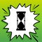 Hourglass sign illustration. Black Icon on white popart Splash at green background with white spots. Illustration
