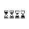 Hourglass simple black vector icon set.
