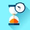Hourglass and stopwatch icons in flat style, sandglass clock on color background. Vector design elements for you project