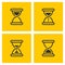 Hourglass vector outline black icons on yellow
