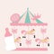 Hourse carousel and baby girl toys, vector illustration