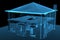 House 3D rendered blue