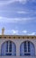 house with arched windows and sky. Fornells, Menorca, Balearic Islands, spain