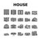 House Architectural Exterior Icons Set Vector