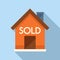 House auction sold icon flat vector. Sell price