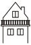 House and balcony, white and black vector icon