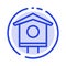 House, Bird, Birdhouse, Spring Blue Dotted Line Line Icon