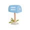 House blue mailbox with good news concept background, cartoon style