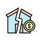 house broken icon. Simple color with outline vector elements of bankruptcy icons for ui and ux, website or mobile application