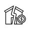 house broken icon. Simple line, outline vector elements of bankruptcy icons for ui and ux, website or mobile application