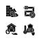 House building black glyph icons set on white space