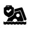 House building floating on water, denoting concept icon of natural disaster, vector of flood