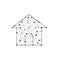 House building icon composed of polygons lines and dots. Home symbol isolated. Low poly illustration