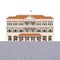 House building icon, luxury hotel detailed illustration, administrative classic exterior design, front view