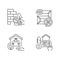 House building linear icons set