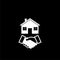 House buying handshake glyph icon isolated on dark background