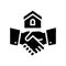 house buying handshake glyph icon vector illustration